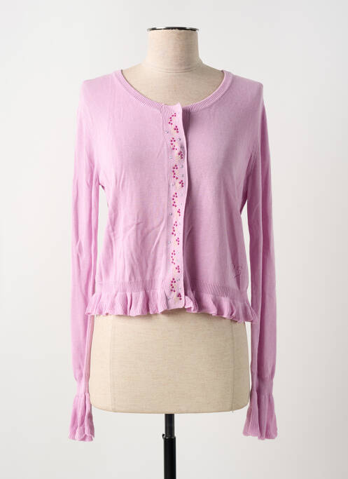 Gilet manches longues fermeture boutonnée sur le devant violet ANA SOUSA femme