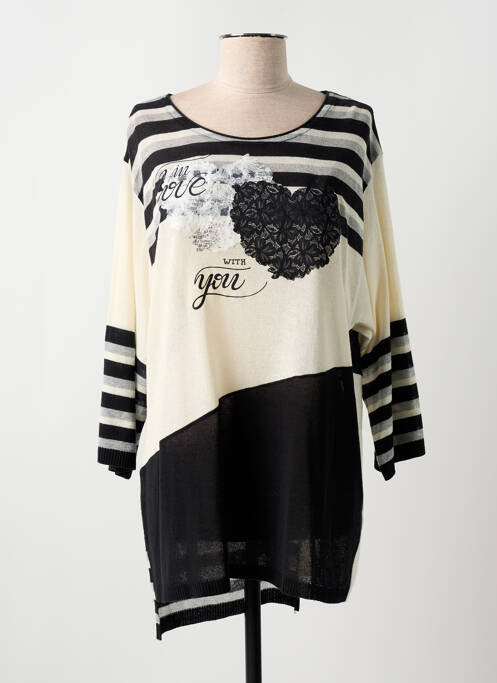 Pull tunique noir KITANA pour femme