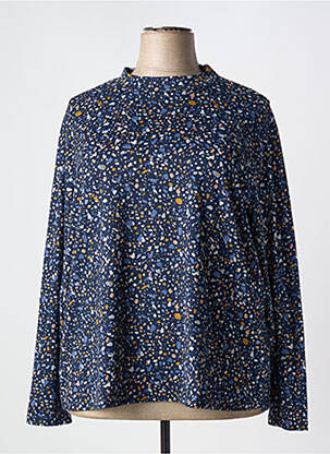 Pull col roulé manches longues manches longues bleu DAMART femme