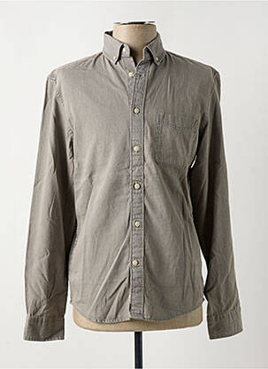 Chemise manches longues coupe droite marron CELIO homme