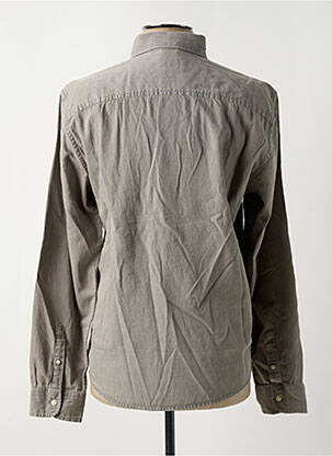 Chemise manches longues coupe droite marron CELIO homme