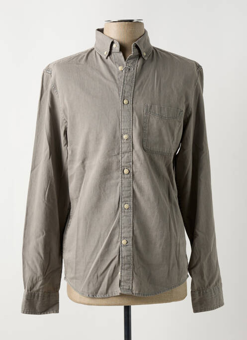 Chemise manches longues marron CELIO pour homme