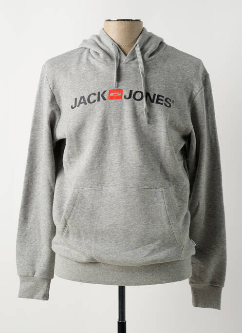Sweat-shirt à capuche gris JACK & JONES pour homme