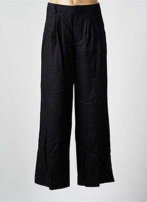 Pantalon large tissage crêpe taille haute noir GRACE & MILA femme