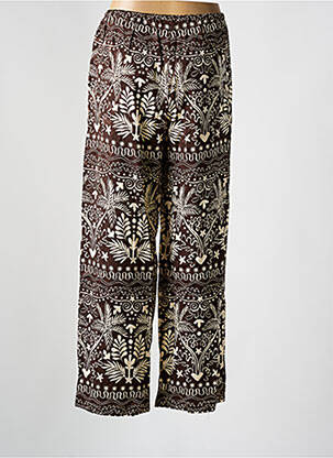 Pantalon droit tissage popeline taille normale marron GRACE & MILA femme