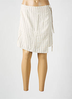 Jupe courte taille élastique beige PIECES femme