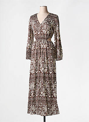 Robe longue manches longues manches longues marron GRACE & MILA femme