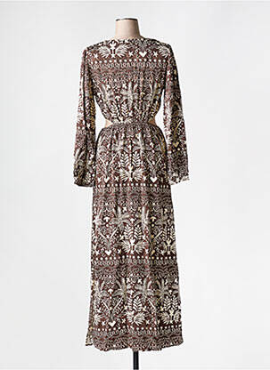 Robe longue manches longues manches longues marron GRACE & MILA femme