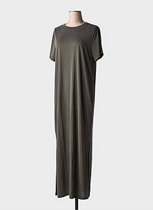 Robe longue manches courtes manches courtes gris GRACE & MILA femme