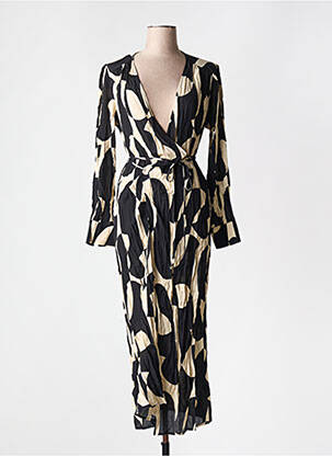 Robe longue manches longues manches longues noir GRACE & MILA femme