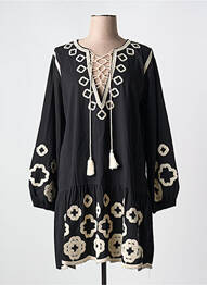 Robe courte coupe évasée manches longues noir JUBYLEE femme