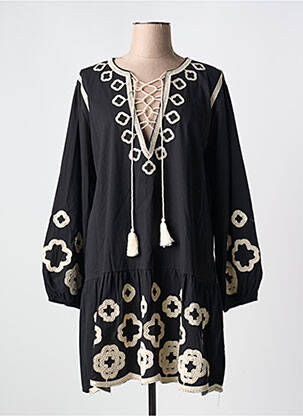 Robe courte coupe évasée manches longues noir JUBYLEE femme