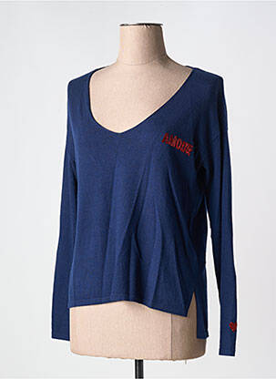 Pull coupe cintrée manches longues bleu GRACE & MILA femme