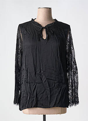 Blouse col rond manches longues noir IZZY femme