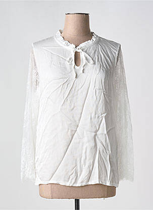 Blouse col rond manches longues blanc IZZY femme