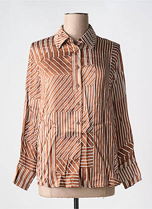 Chemisier imprimé fantaisie manches longues marron GRACE & MILA femme