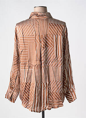 Chemisier imprimé fantaisie manches longues marron GRACE & MILA femme
