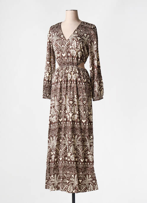 Robe longue manches longues manches longues marron GRACE & MILA femme