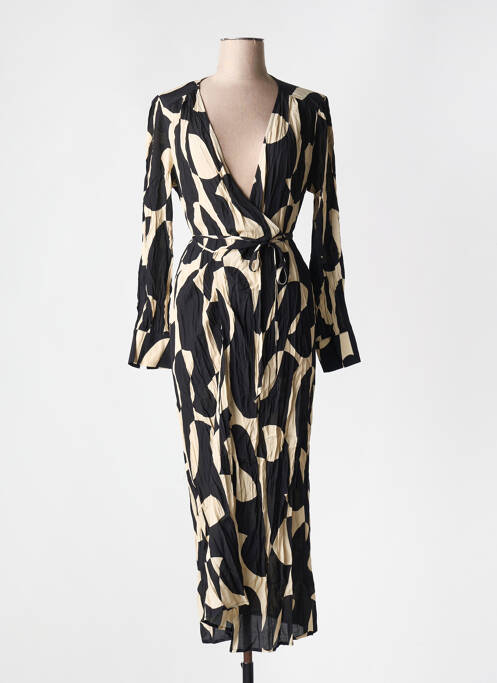 Robe longue manches longues manches longues noir GRACE & MILA femme