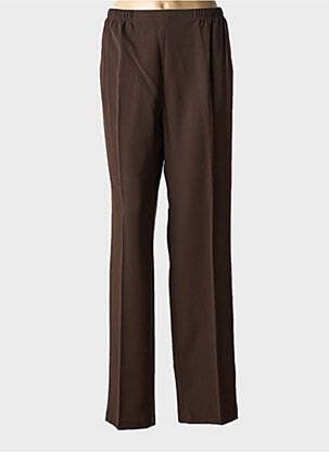 Pantalon droit tissage crêpe taille normale marron QUATTRO femme
