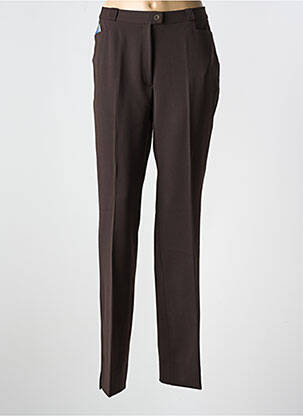 Pantalon droit tissage crêpe taille haute marron QUATTRO femme