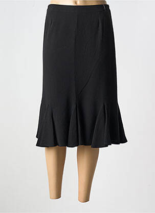 Jupe mi-longue coupe droite évasée sur le bas noir GUY DUBOUIS femme