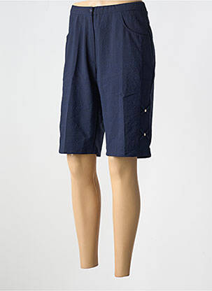 Bermuda taille à pinces taille haute bleu GUY DUBOUIS femme