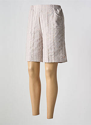 Bermuda taille élastique taille haute beige GEVANA femme