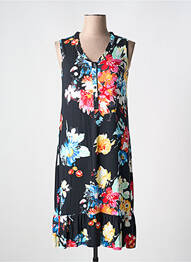 Robe mi-longue imprimé fleurs sans manche noir GALMALLA femme
