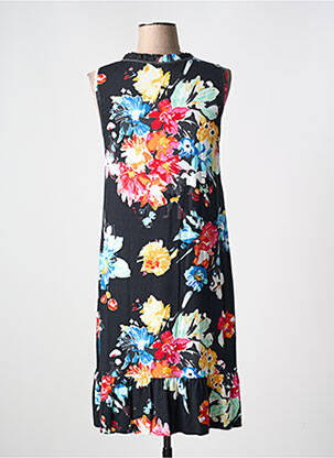 Robe mi-longue imprimé fleurs sans manche noir GALMALLA femme