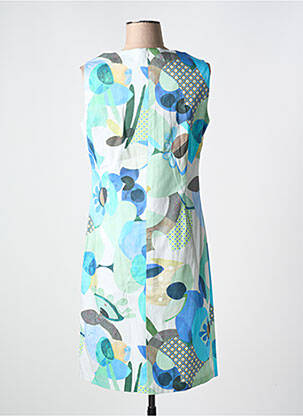 Robe mi-longue imprimé fleurs sans manche bleu JEAN GABRIEL femme