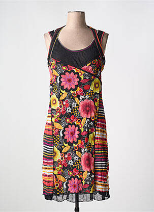 Robe mi-longue imprimé fleurs sans manche rouge MERI & ESCA femme