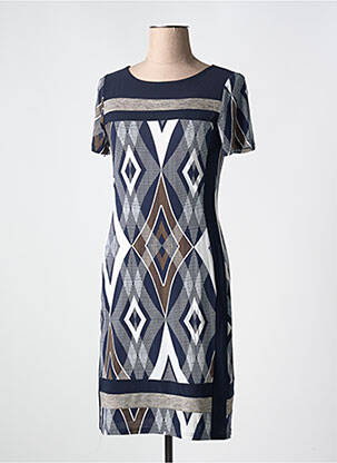 Robe mi-longue imprimé fantaisie manches courtes bleu GEVANA femme
