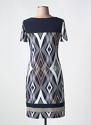 Robe mi-longue imprimé fantaisie manches courtes bleu GEVANA femme