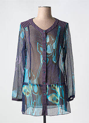 Tunique manches longues légère et transparente bleu CHRISTIAN MARRY femme