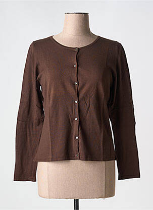 Gilet manches longues stretch marron CAROLE RICHARD femme