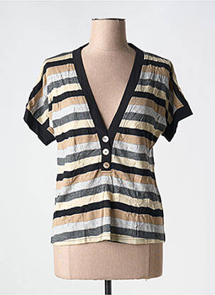 Pull coupe cintrée manches courtes noir CHRISTIAN MARRY femme