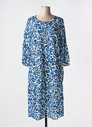 Robe mi-longue coupe fluide manches 3/4 bleu BARBARA LEBEK femme