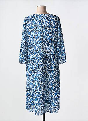 Robe mi-longue coupe fluide manches 3/4 bleu BARBARA LEBEK femme
