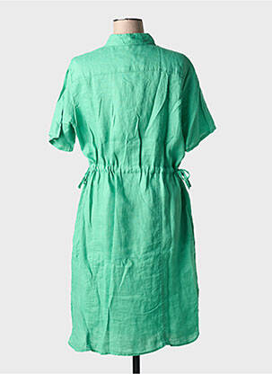 Robe mi-longue tissage crêpe manches courtes vert BARBARA LEBEK femme