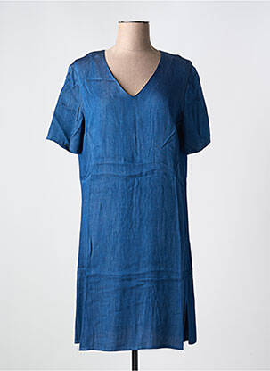 Robe mi-longue manches courtes manches courtes bleu GEVANA femme