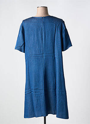 Robe mi-longue manches courtes manches courtes bleu GEVANA femme