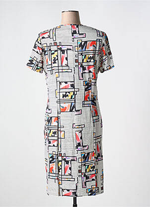 Robe mi-longue imprimé fantaisie manches courtes noir GUY DUBOUIS femme