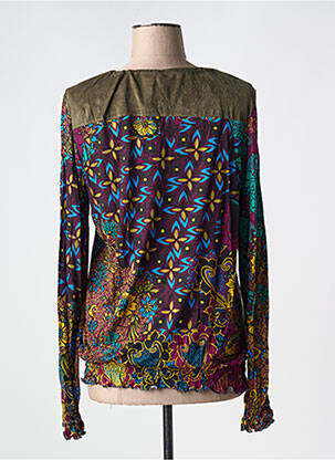 Blouse imprimé fleurs manches longues vert COLLECTIONS CM femme