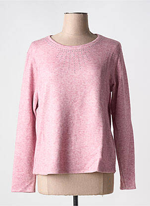 Pull tissage chiné manches longues rose GALMALLA femme