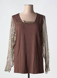 Top col carré manches longues marron ALAIN WEIZ femme