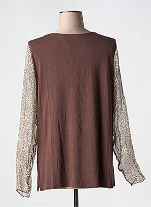 Top tissage crêpe manches longues marron ALAIN WEIZ femme