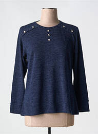 Pull tissage chiné manches longues bleu GALMALLA femme