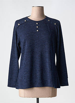 Pull tissage chiné manches longues bleu GALMALLA femme