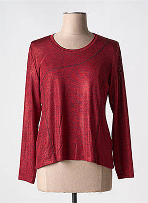 Top coupe cintrée manches longues rouge JEAN GABRIEL femme